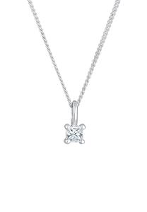 Elli DIAMONDS Dames Eenzaam Hanger Vierkant Elegant met Diamant (0.1 ct.) in 925 sterling zilver