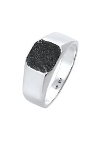 KUZZOI Heren zegel basis kwadraat mat structuur zwart in 925 sterling zilver