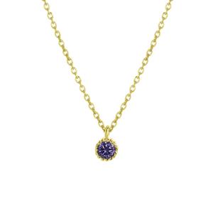 Lucardi Zilveren ketting&hanger goldplated geboortesteen - februari