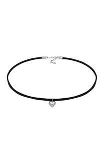 Elli Dames choker hart hanger velours look in 925 sterling zilver