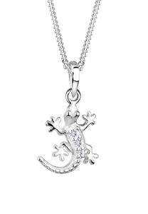 Elli Dames Gekko hanger met kristallen in 925 sterling zilver