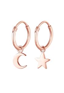 Elli Creolen dames oorbellen hanger ster halvemaan in 925 sterling zilver