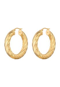 Elli PREMIUM Oorbellen Dames Creools Breed Gedraaid in 925 sterling zilver verguld