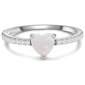 Glanzstücke München Silberring silber, Ring Sterling Silber Mondstein (synth) Zirkonia weiß