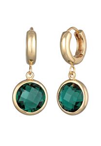 Elli PREMIUM Dames Creools Hanger Rond met Kwarts groen in 925 sterling zilver verguld