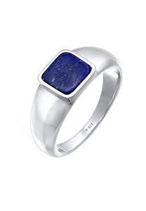 KUZZOI Heren zegelring Vierkant Basis Robuust Blauw met Sodaliet in 925 Sterling Zilver