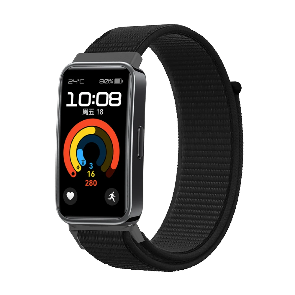 Strap-it Huawei Band 9 nylon bandje (zwart)