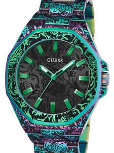 GUESS USA Iridescent recycled steel 46mm - Zwart