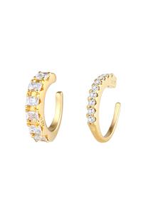 Elli PREMIUM Dames Earcuff Trend met Zirkoniakristallen in verguld 925 Sterling Zilver
