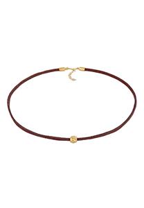 Elli Dames Choker Kraal Trend met kunstleer in 925 Sterling Zilver