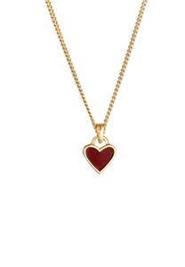 Elli Dames Hart Hanger Liefde met Emaille rood in 925 Sterling Zilver Verguld