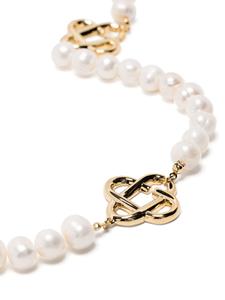 Casablanca logo-pendant pearl necklace - Beige