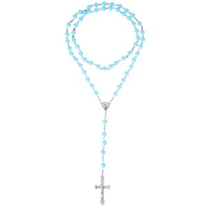 LGT JWLS Turquoise rozenkrans ronde kralen met kruis