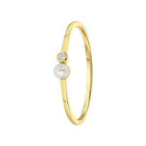 Lucardi Ring Zilver - goudkleurig