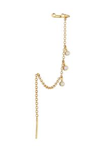 Elli Damesoorbellen Pull Through Zirconia Single Trend Blogger in 925 Sterling Zilver
