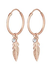 Elli Dames Creolen Veer Hanger Boho Festival met Kristal in 925 Sterling Zilver