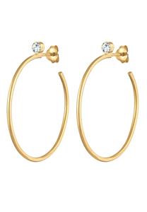 Elli PREMIUM Dames Creolen Klassiek Basis Trend met Kristallen in 925 Sterling Zilver