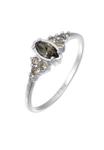 Elli Dames verlovingsring marquise met kristal zwart in 925 sterling zilver