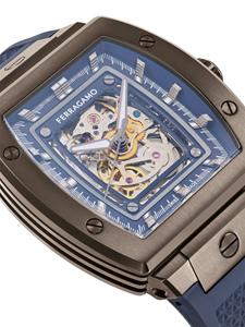 Ferragamo Tonneau Skeleton 42 mm horloge - Blauw
