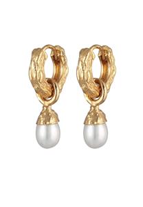 Elli PREMIUM Elli PREMIUM oorbellen dames creools organiek met zoetwater gekweekte parels in 925 sterling zilver verguld