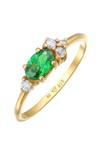 Elli Dames Verlovingsring Extravagant Groen met Zirkonia Kristallen in 925 Sterling Zilver