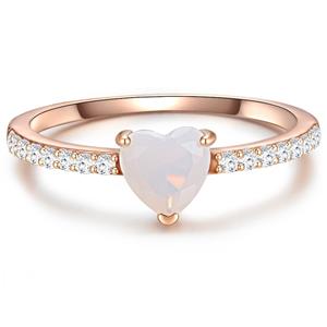 Glanzstücke München Silberring roségold, Ring Sterling Silber roségold Mondstein (synth) Zirkonia weiß