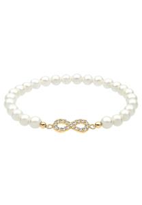 Elli Dames Elegant Oneindigheidssymbool met Schelpkern Parels en Kristallen in 925 Sterling Zilver