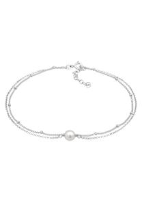 Elli Dames enkelbandje laagje kralen met schelpkern parel in 925 sterling zilver verguld