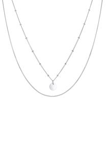 Elli Dames Layer Kogeltjesketting Cirkel Plaatje in 925 Sterling Zilver