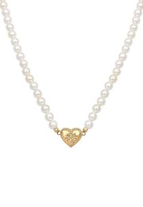 Elli Dames Choker Hart Edelweiss met Schelpkernparels in 925 Sterling Zilver
