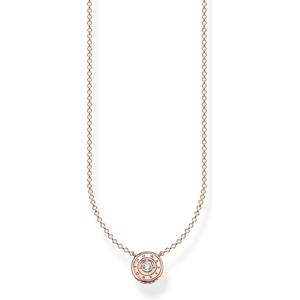 THOMAS SABO Kette mit Anhänger KE1881-416-14 Halskette Anhänger Kreis Weißer Stein Rosévergoldet