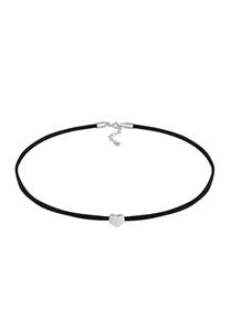 Elli Dames Choker hart symbool liefde met satijn in 925 sterling zilver