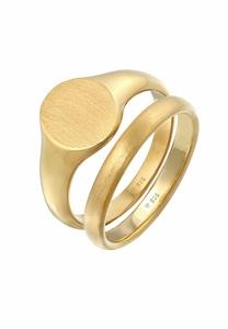 KUZZOI Heren zegelring ring set Basic Minimal Trend in 925 Sterling Zilver Goud