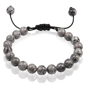 Memphis Verstelbare kralen armband  Grijs Natuursteen 8mm