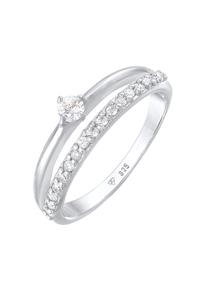 Elli Dames Verlovingsring Eenzaam Sprankelend met Zirconia Kristallen in 925 Sterling Zilver Zilver