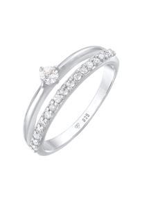 Elli Dames Verlovingsring Eenzaam Sprankelend met Zirconia Kristallen in 925 Sterling Zilver Zilver