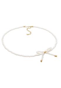 Elli Dames choker lus trend met synth. parels in 925 zilver verguld