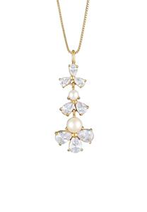 Elli PREMIUM Dames hanger bloem met zirkonia in 925 sterling zilver verguld