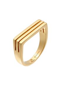 Elli PREMIUM Elli PREMIUM Ring Dames zegel Rechthoek Groeven in 925 sterling zilver Gerhodineerd