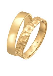 KUZZOI Heren Band Set Basis Gehamerd in 925 Sterling Zilver Geoxideerd Goud