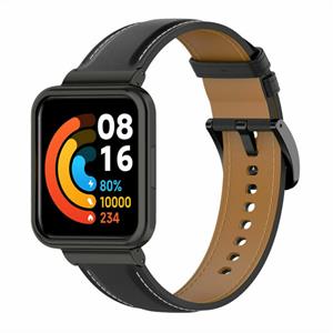 Strap-it Redmi Watch 2 Lite leren bandje (zwart)