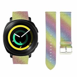 Strap-it Samsung Gear Sport leren glitter bandje (regenboog)
