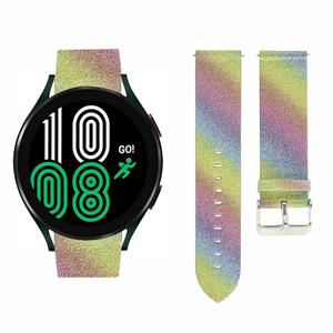 Strap-it Samsung Galaxy Watch 5 - 40mm leren glitter bandje (regenboog)