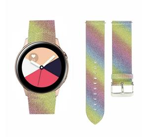 Strap-it Samsung Galaxy Watch Active leren glitter bandje (regenboog)