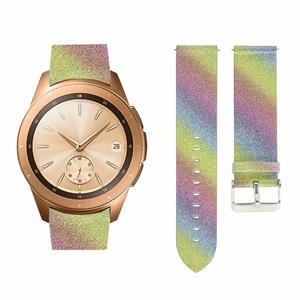 Strap-it Samsung Galaxy Watch 42mm leren glitter bandje (regenboog)