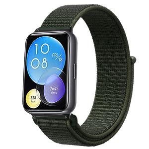 Strap-it Huawei Watch Fit 2 nylon bandje (legergroen)