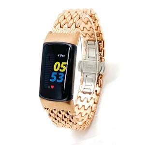 Strap-it Fitbit Charge 6 stalen draak band (rosé goud)