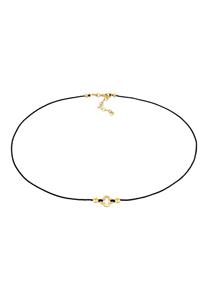 Elli Dames Choker Nylon Klaverblad Geluk Talisman in 925 Sterling Zilver Verguld
