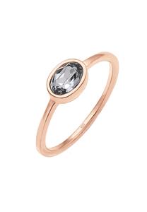 Elli Damesring Klassiek Eenvoudig met Kristal 925 Sterling Zilver Roségoud