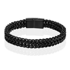 LGT JWLS Heren Armband - Dubbele Curb Chain van Edelstaal, Zwart-19cm